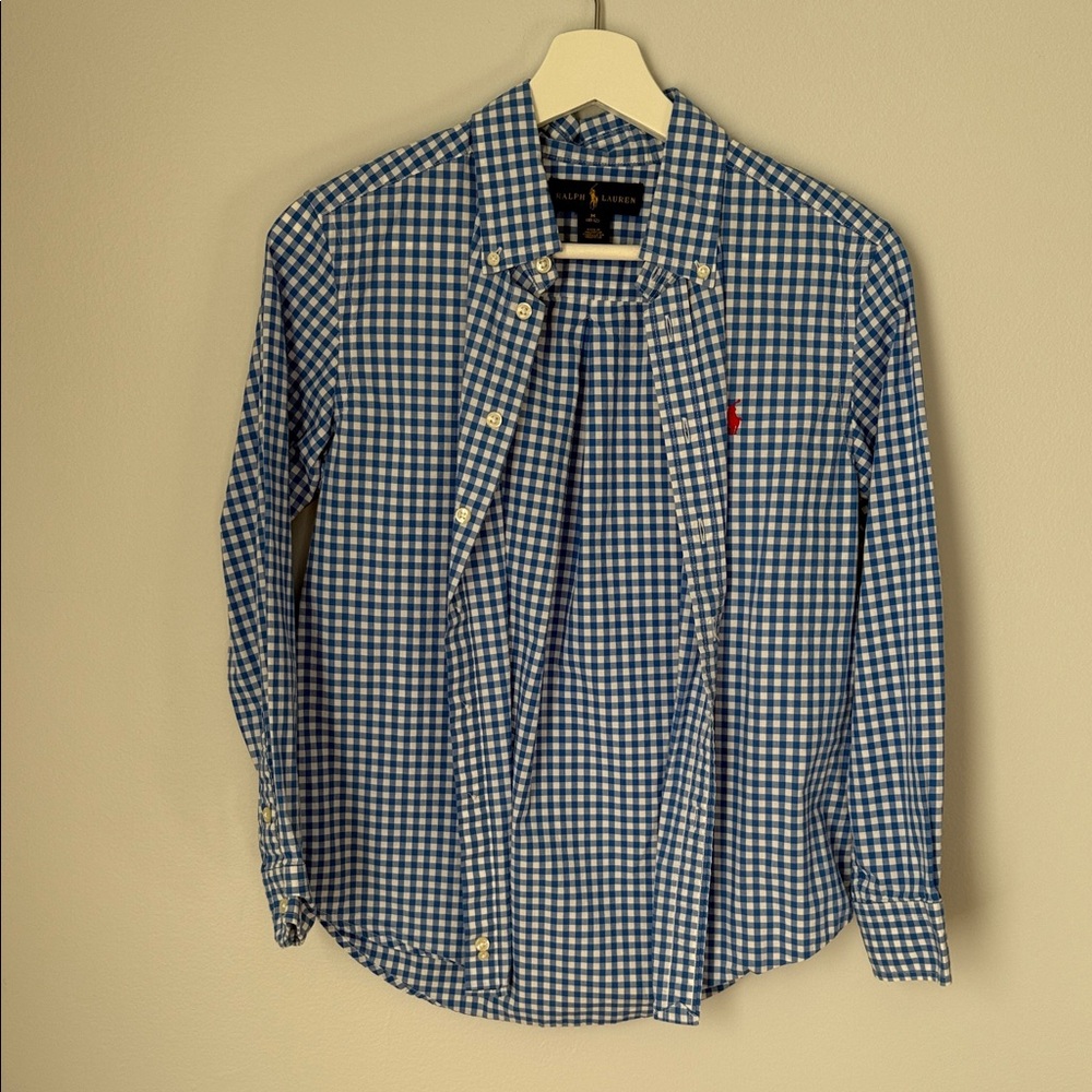 Ralph Lauren Blue and White Checkered Shirt